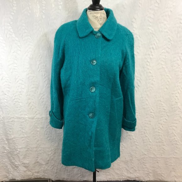 Vintage Appleseed Teal Mohair Coat Classic Office Coat